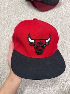 Mitchell & Ness Red and Black Team Logo Cap